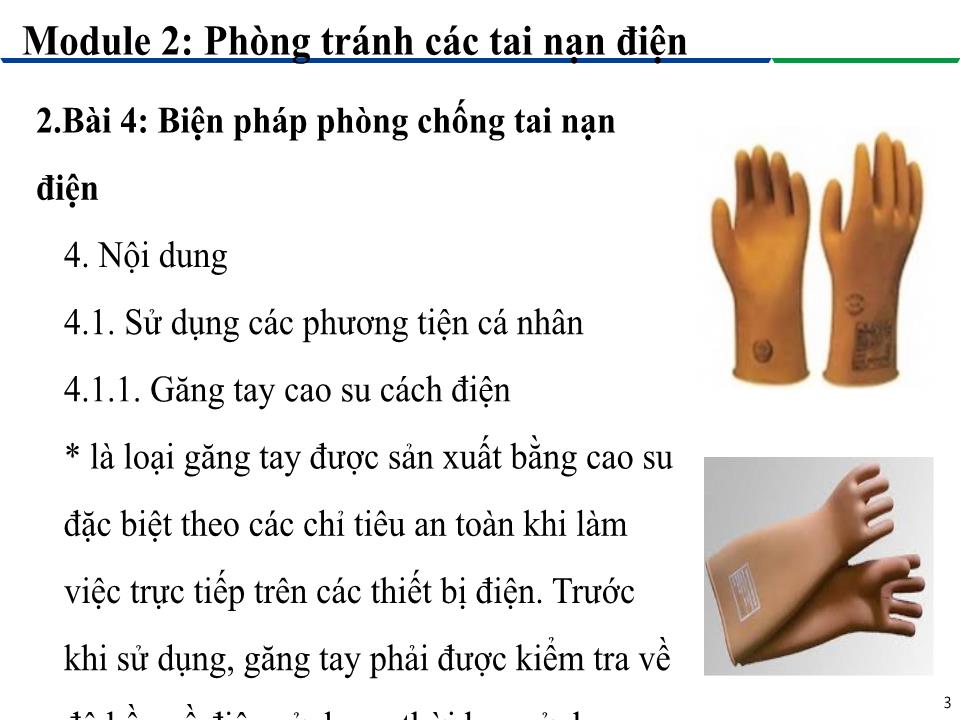 Bài giảng Module 2: Phòng tránh các tai nạn điện - Bài 4: Biện pháp phòng chống tai nạn điện trang 3