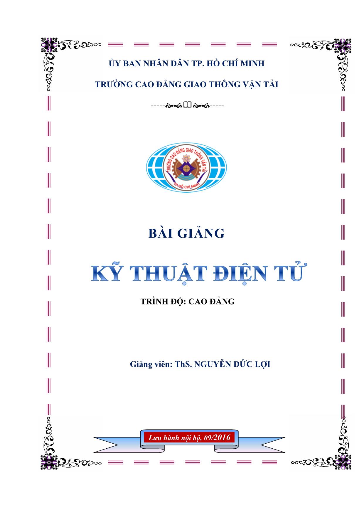 Giáo trình Kỹ thuật điện tử trang 1