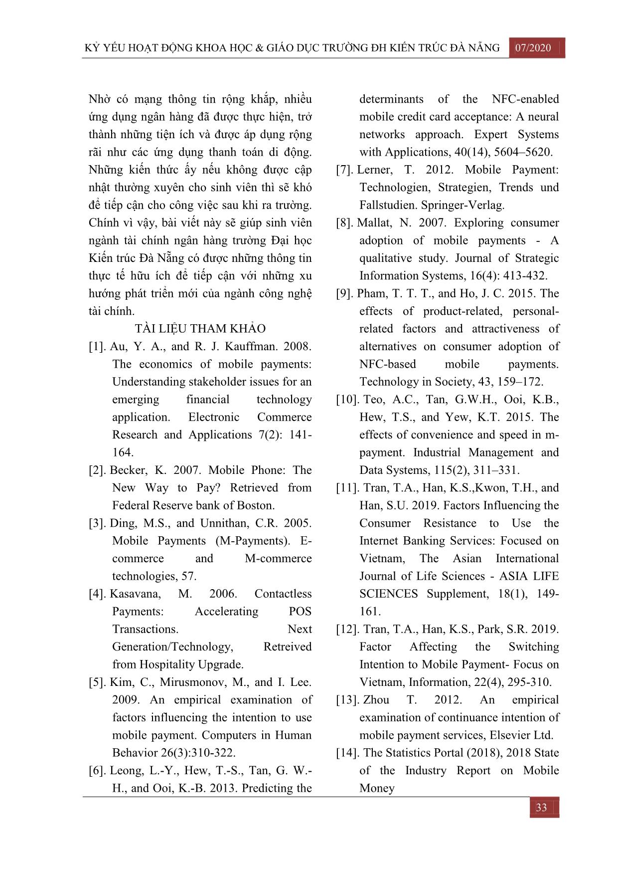 Thanh toán di động - Tiềm năng phát triển tại thị trường Việt Nam và ứng dụng trong đào tạo sinh viên ngành tài chính ngân hàng tại trường Đại học Kiến trúc Đà Nẵng trang 9