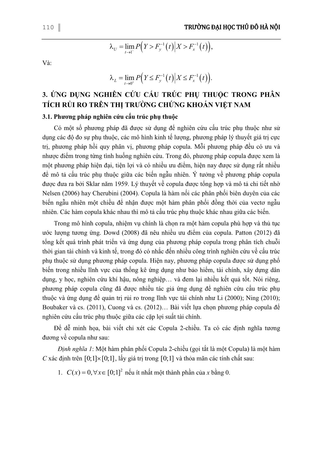 Ứng dụng nghiên cứu cấu trúc phụ thuộc trong phân tích rủi ro trên thị trường chứng khoán Việt Nam trang 4