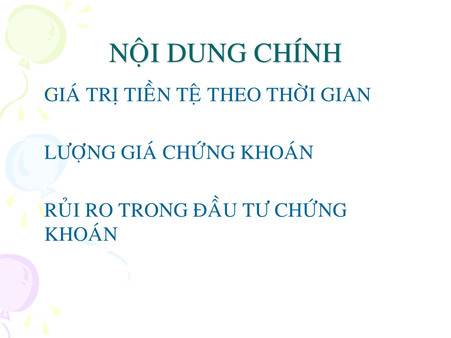 Bài giảng Đầu tư tài chính trang 2