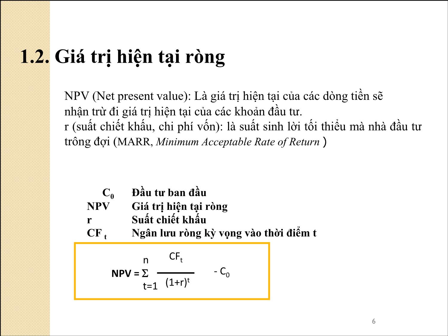 Bài giảng Phân tích tài chính - Bài 4+5: Chiết khấu ngân lưu. Giá trị hiện tại trang 6