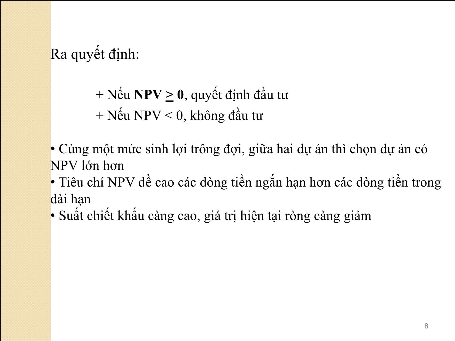 Bài giảng Phân tích tài chính - Bài 4+5: Chiết khấu ngân lưu. Giá trị hiện tại trang 8