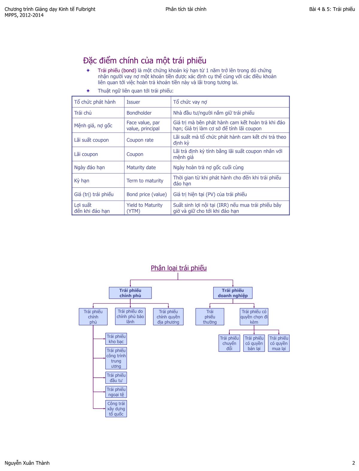 Bài giảng Phân tích tài chính - Bài 4+5: Định giá trái phiếu - Năm học 2013-2014 trang 2