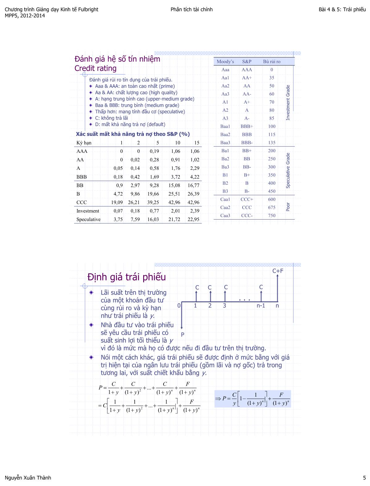 Bài giảng Phân tích tài chính - Bài 4+5: Định giá trái phiếu - Năm học 2013-2014 trang 5