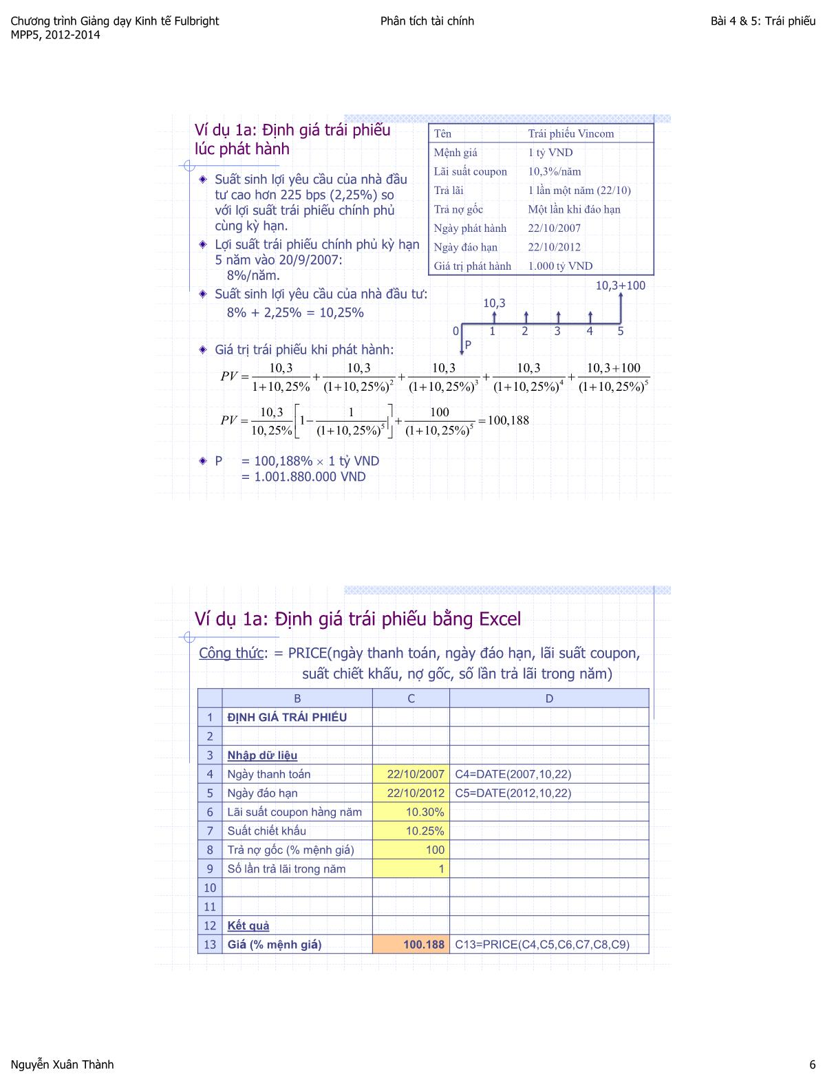 Bài giảng Phân tích tài chính - Bài 4+5: Định giá trái phiếu - Năm học 2013-2014 trang 6