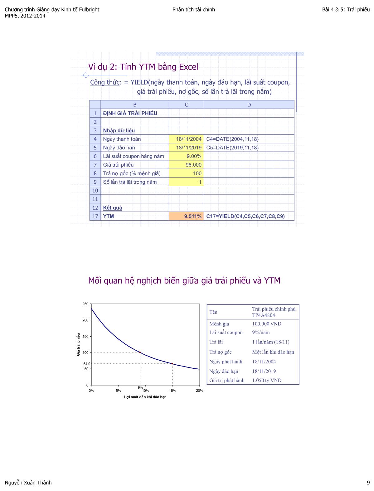 Bài giảng Phân tích tài chính - Bài 4+5: Định giá trái phiếu - Năm học 2013-2014 trang 9