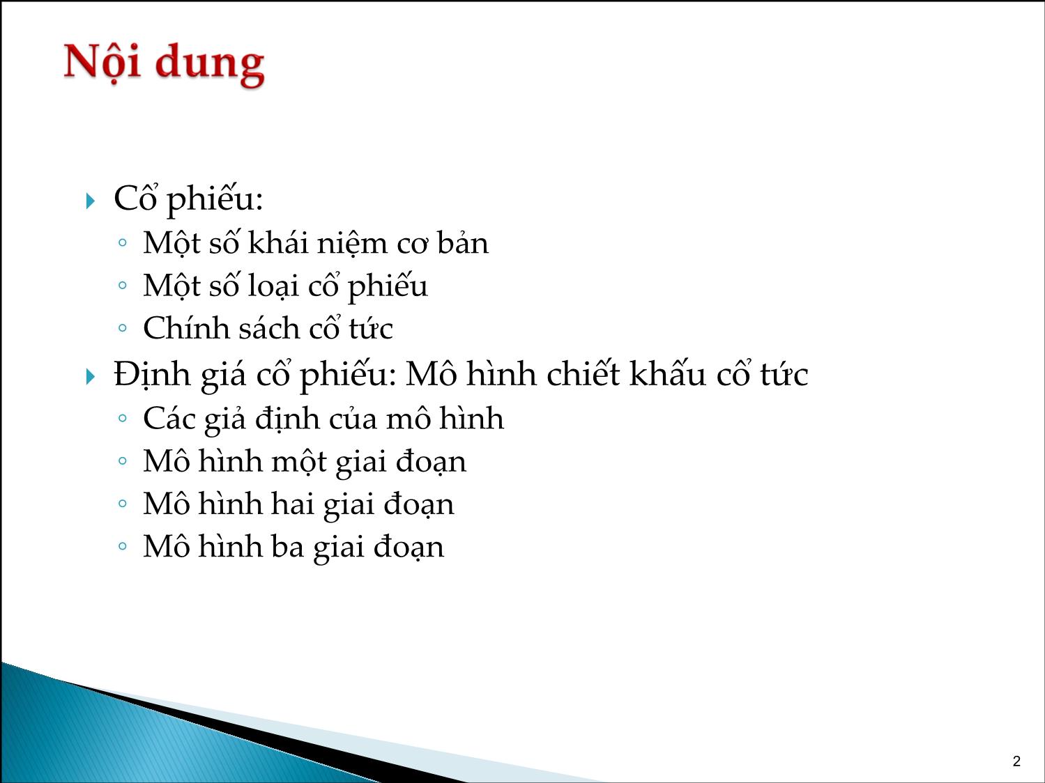 Bài giảng Phân tích tài chính - Bài 7+8: Định giá cổ phiếu - Đỗ Thiên Anh Tuấn trang 2