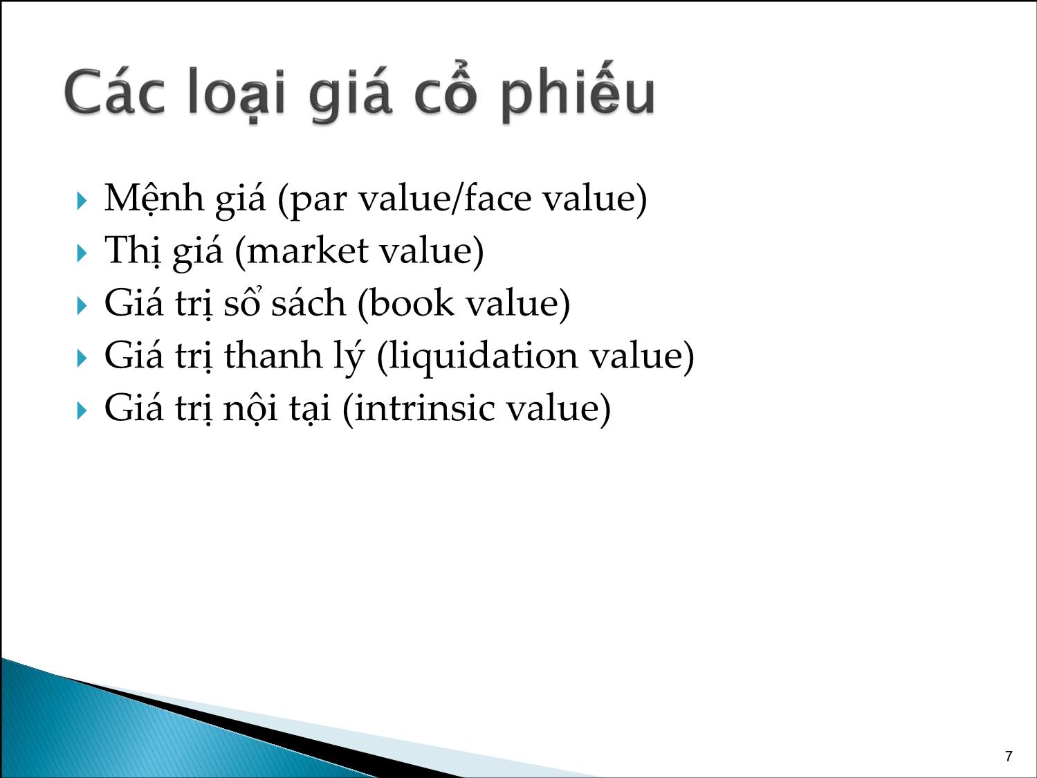 Bài giảng Phân tích tài chính - Bài 7+8: Định giá cổ phiếu - Đỗ Thiên Anh Tuấn trang 7