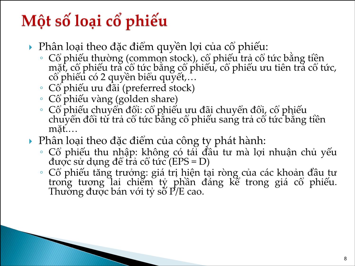 Bài giảng Phân tích tài chính - Bài 7+8: Định giá cổ phiếu - Đỗ Thiên Anh Tuấn trang 8