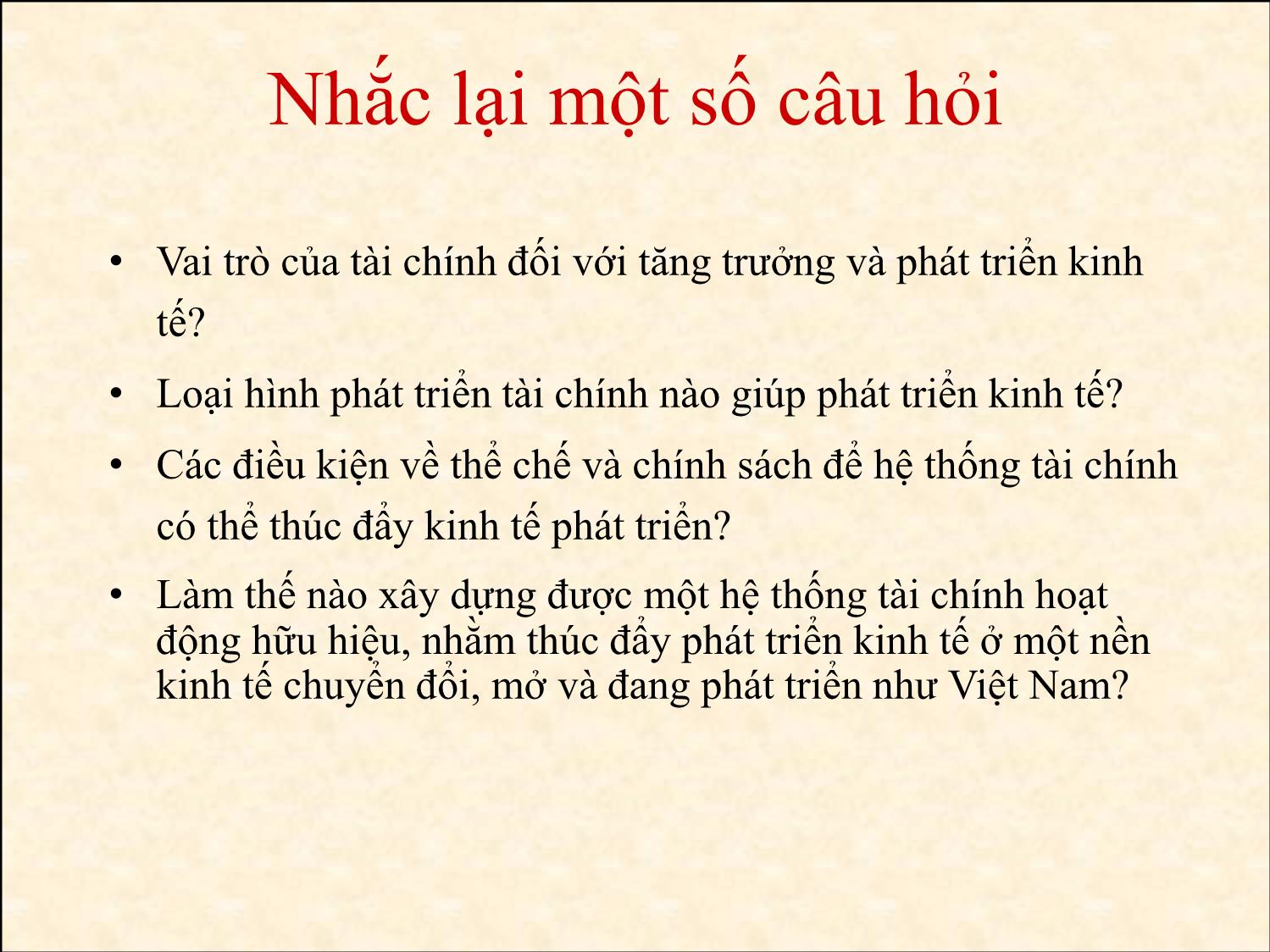 Bài giảng Tài chính phát triển - Ôn tập cuối kỳ - Trần Thị Quế Giang trang 2