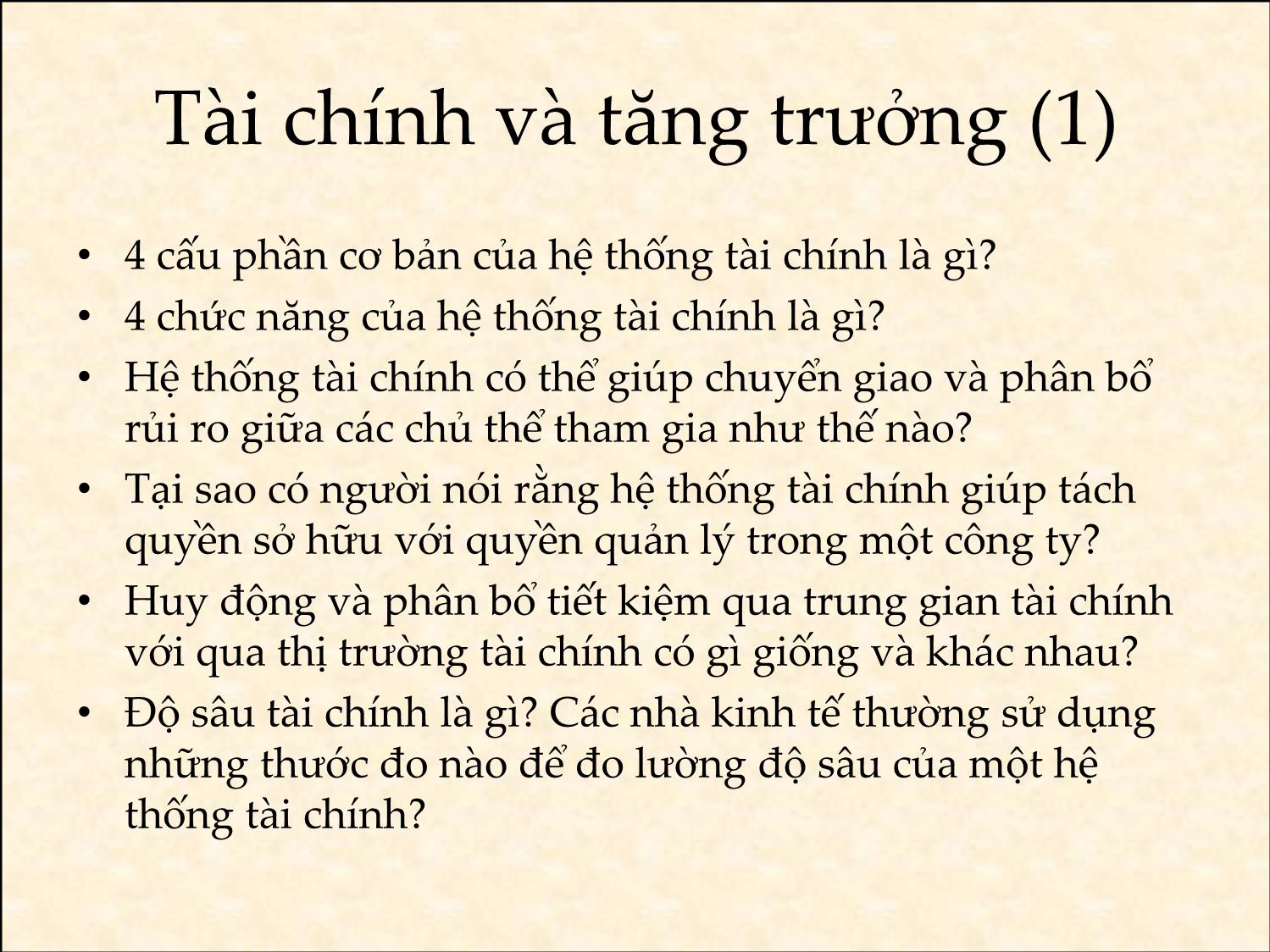 Bài giảng Tài chính phát triển - Ôn tập cuối kỳ - Trần Thị Quế Giang trang 6