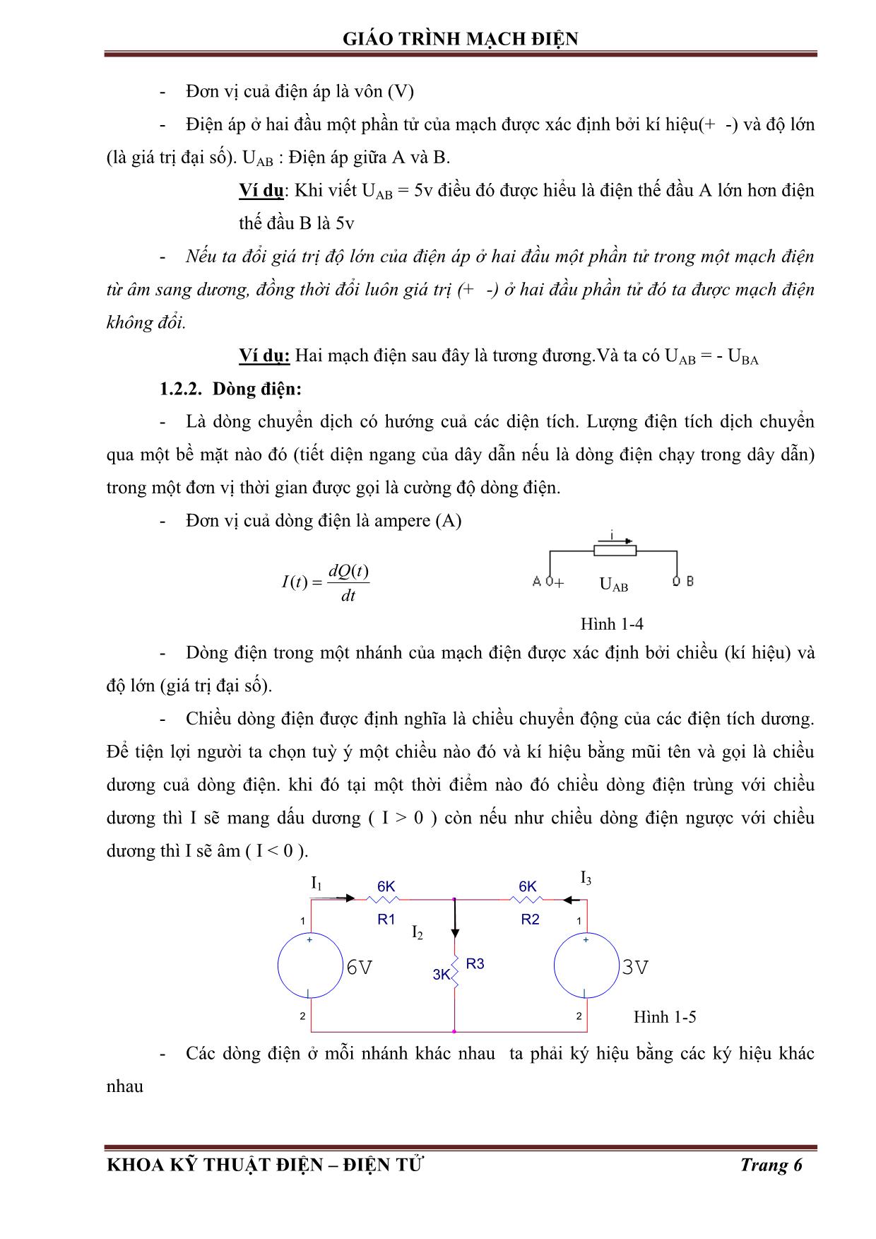 Giáo trình Mạch điện (Phần 1) trang 9