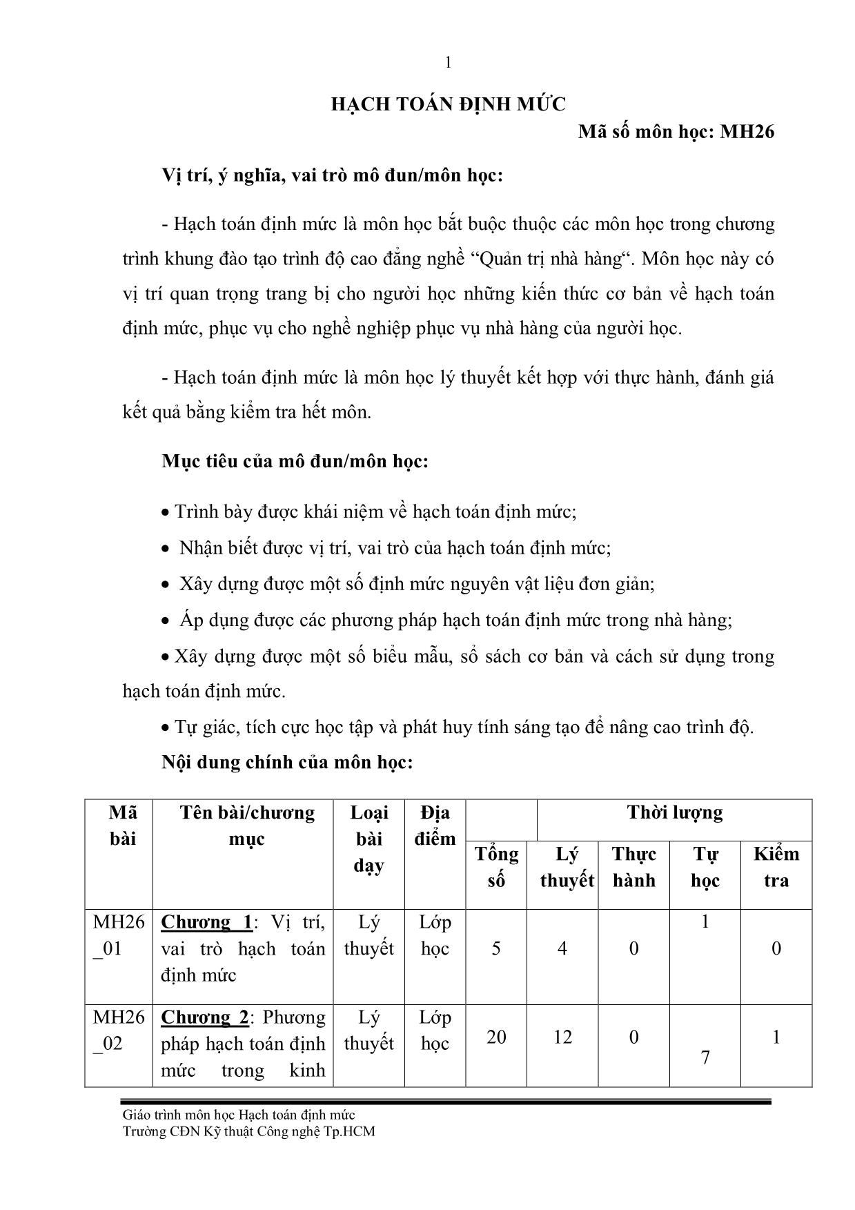 Giáo trình Hạch toán tài chính nhà hàng trang 4