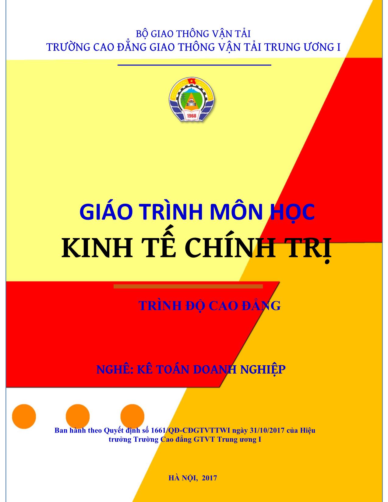 Giáo trình Kế toán doanh nghiệp - Kinh tế chính trị trang 1