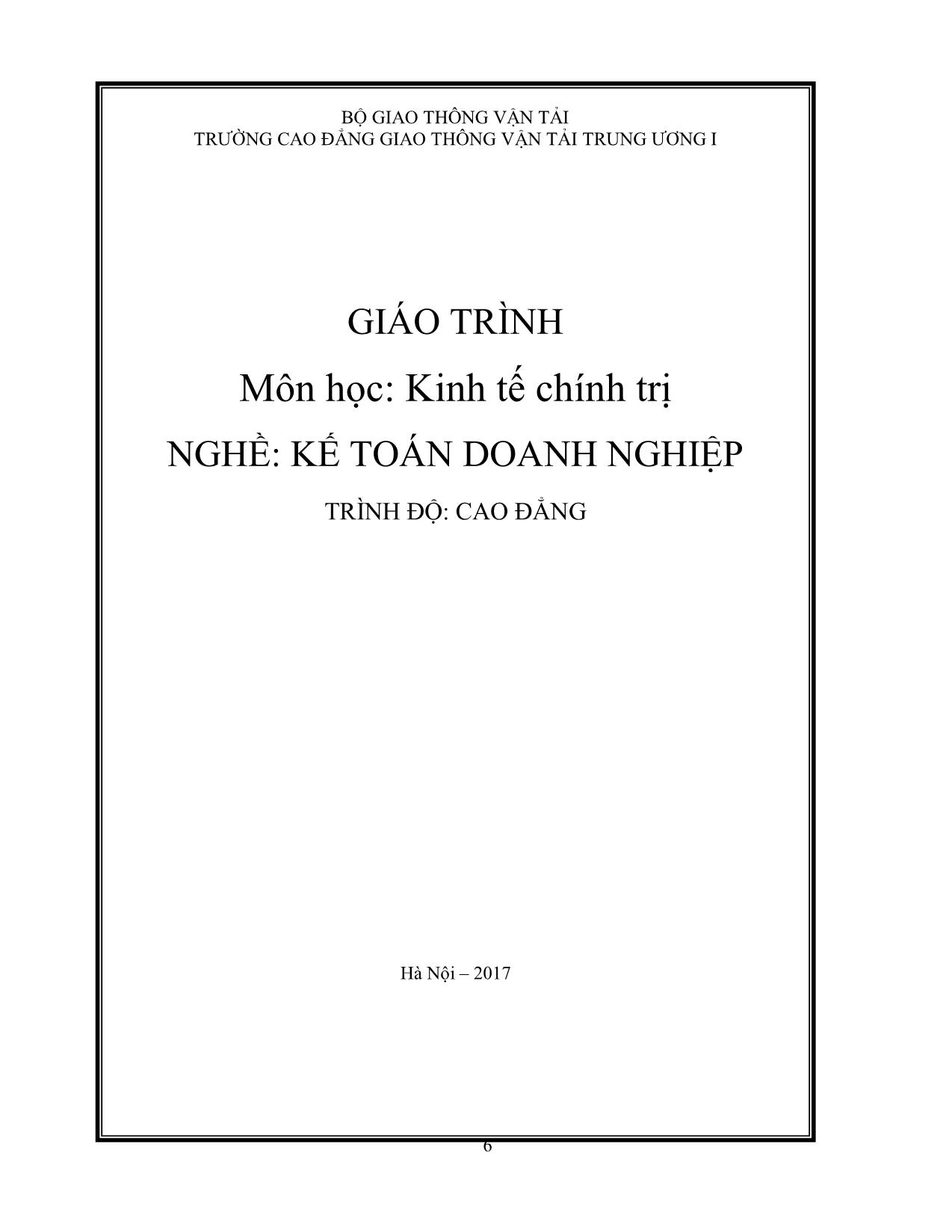 Giáo trình Kế toán doanh nghiệp - Kinh tế chính trị trang 3