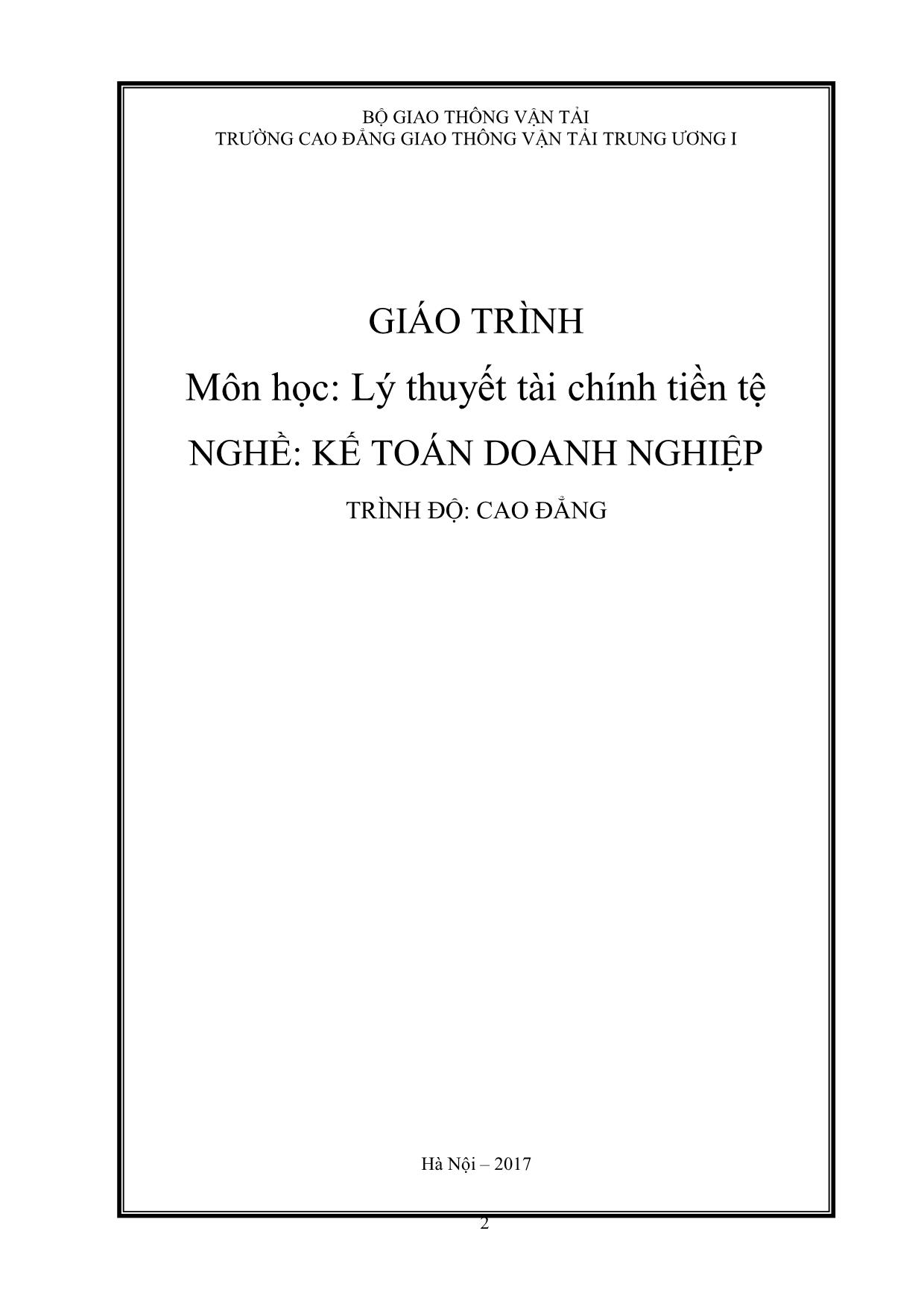 Giáo trình Kế toán doanh nghiệp - Lý thuyết tài chính tiền tệ trang 3