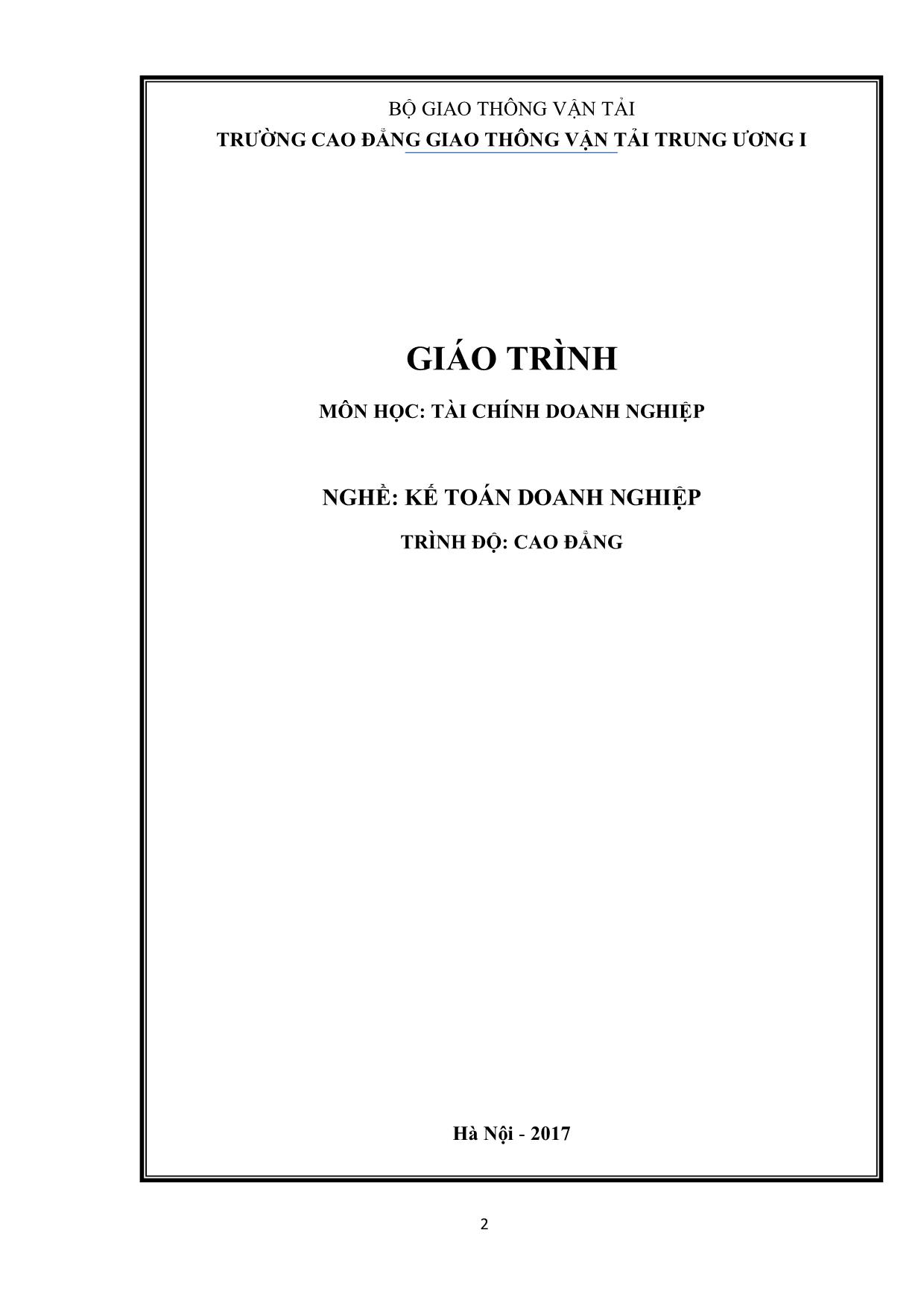 Giáo trình Kế toán doanh nghiệp - Tài chính doanh nghiệp trang 3