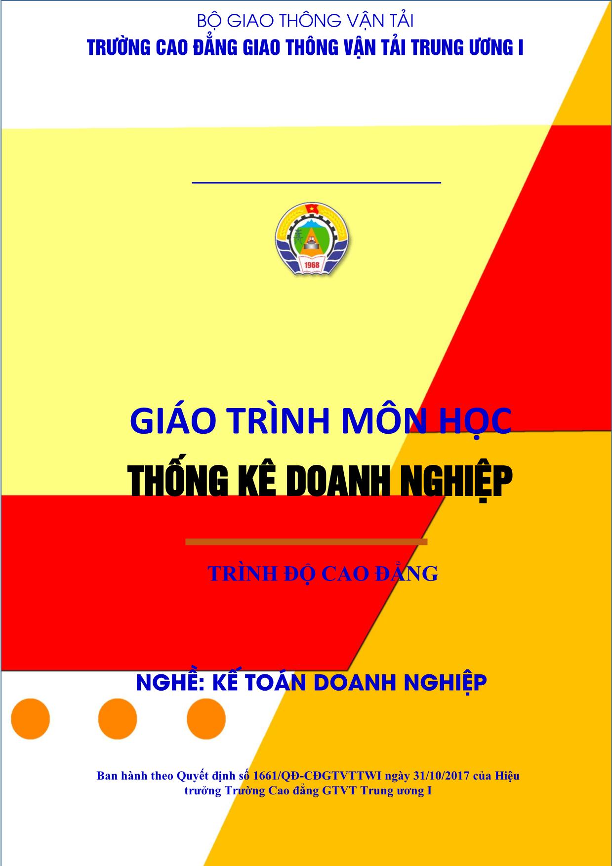 Giáo trình Kế toán doanh nghiệp - Thống kê doanh nghiệp (Phần 1) trang 1