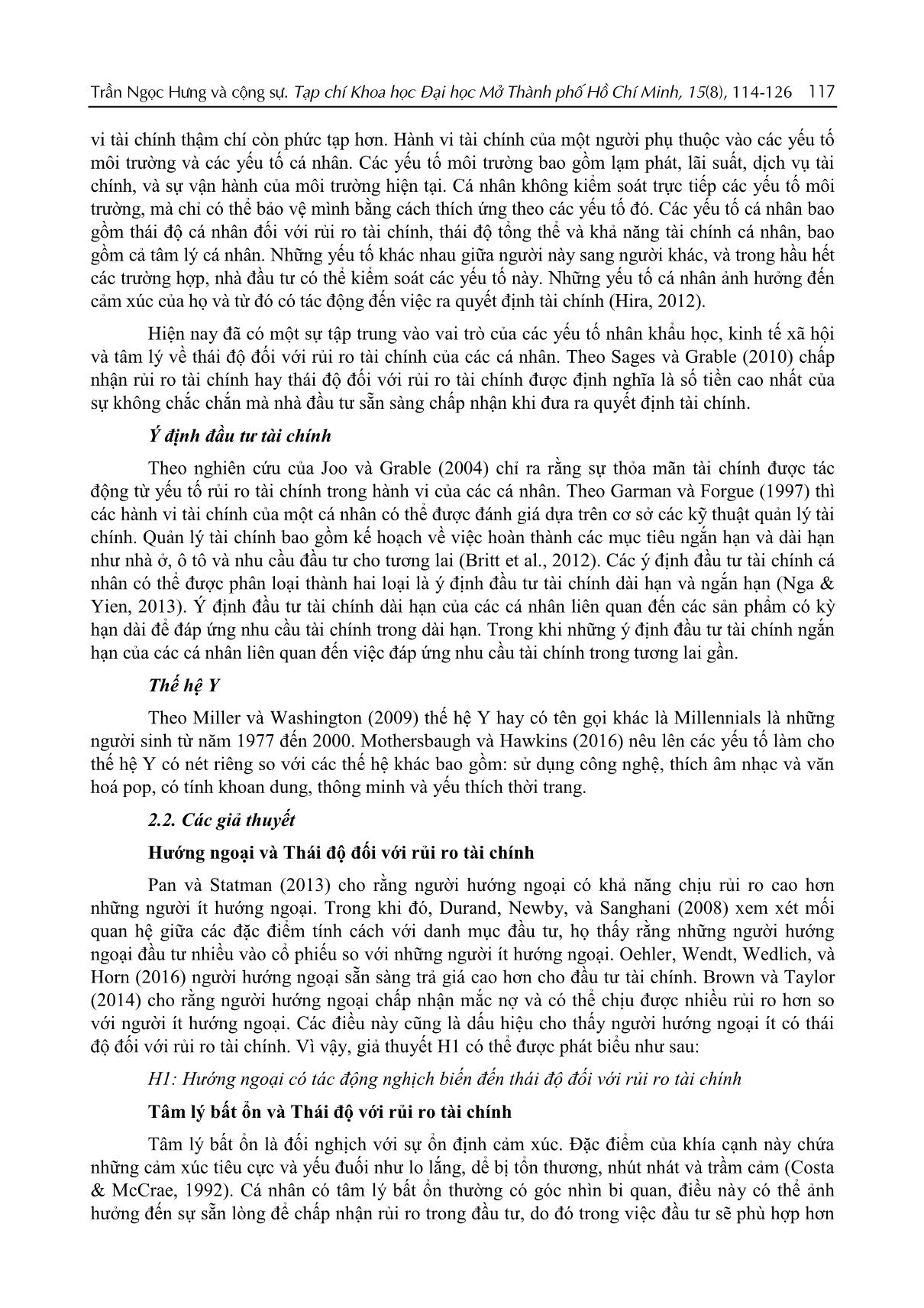 Sự tác động của các đặc điểm tính cách đến ý định đầu tư tài chính cá nhân: Một nghiên cứu trên thế hệ Y trang 4