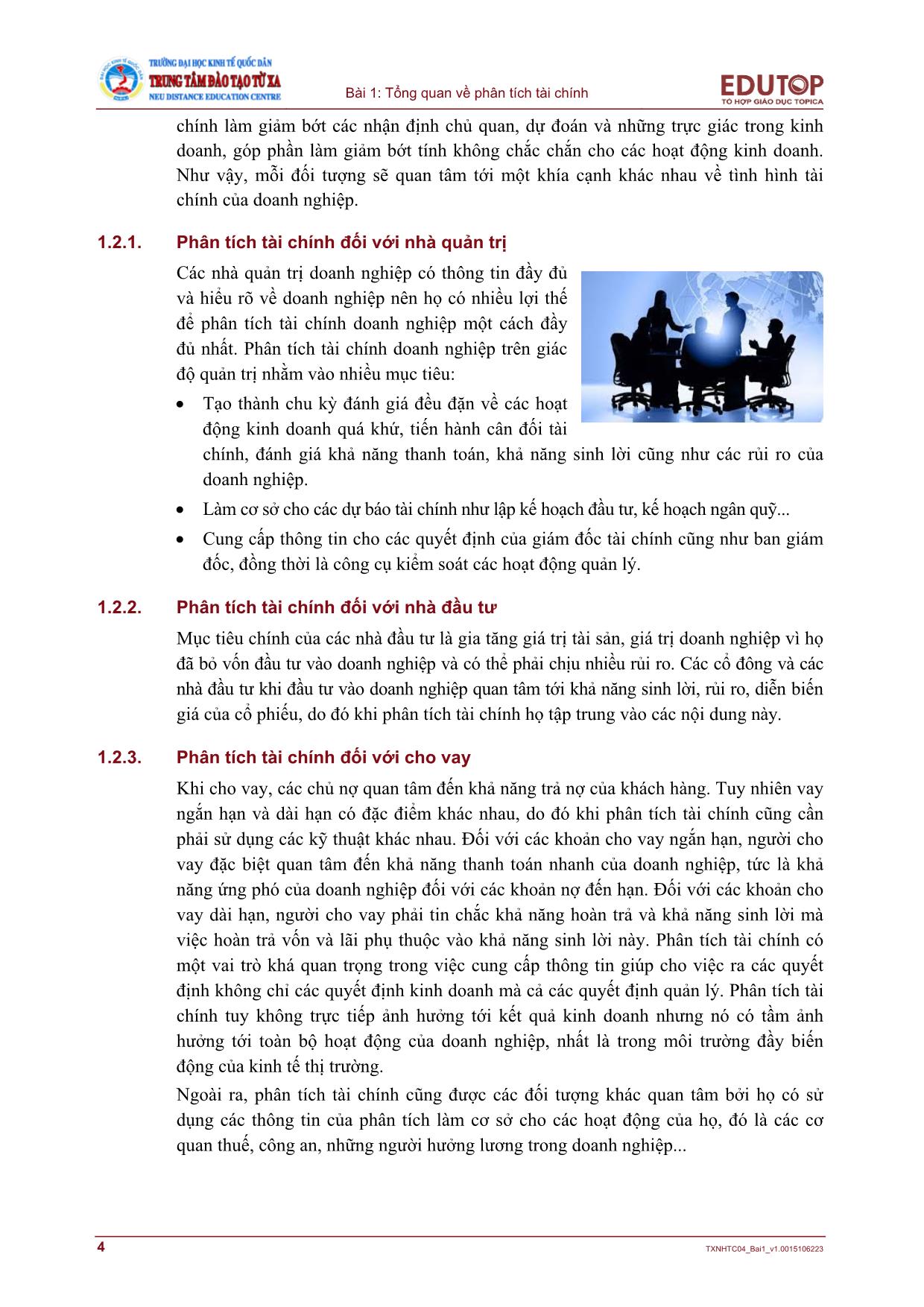 Giáo trình Phân tích báo cáo tài chính - Bài 1: Tổng quan về phân tích tài chính trang 4