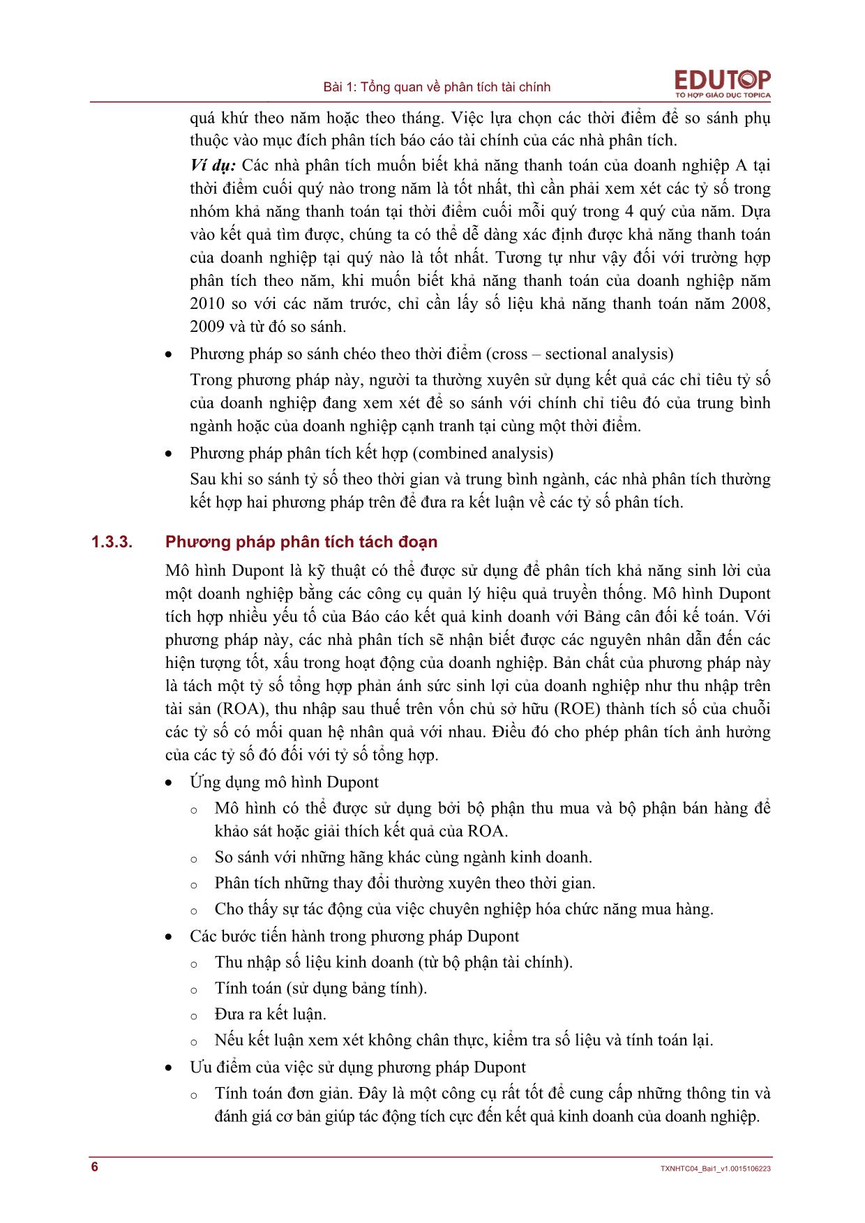 Giáo trình Phân tích báo cáo tài chính - Bài 1: Tổng quan về phân tích tài chính trang 6