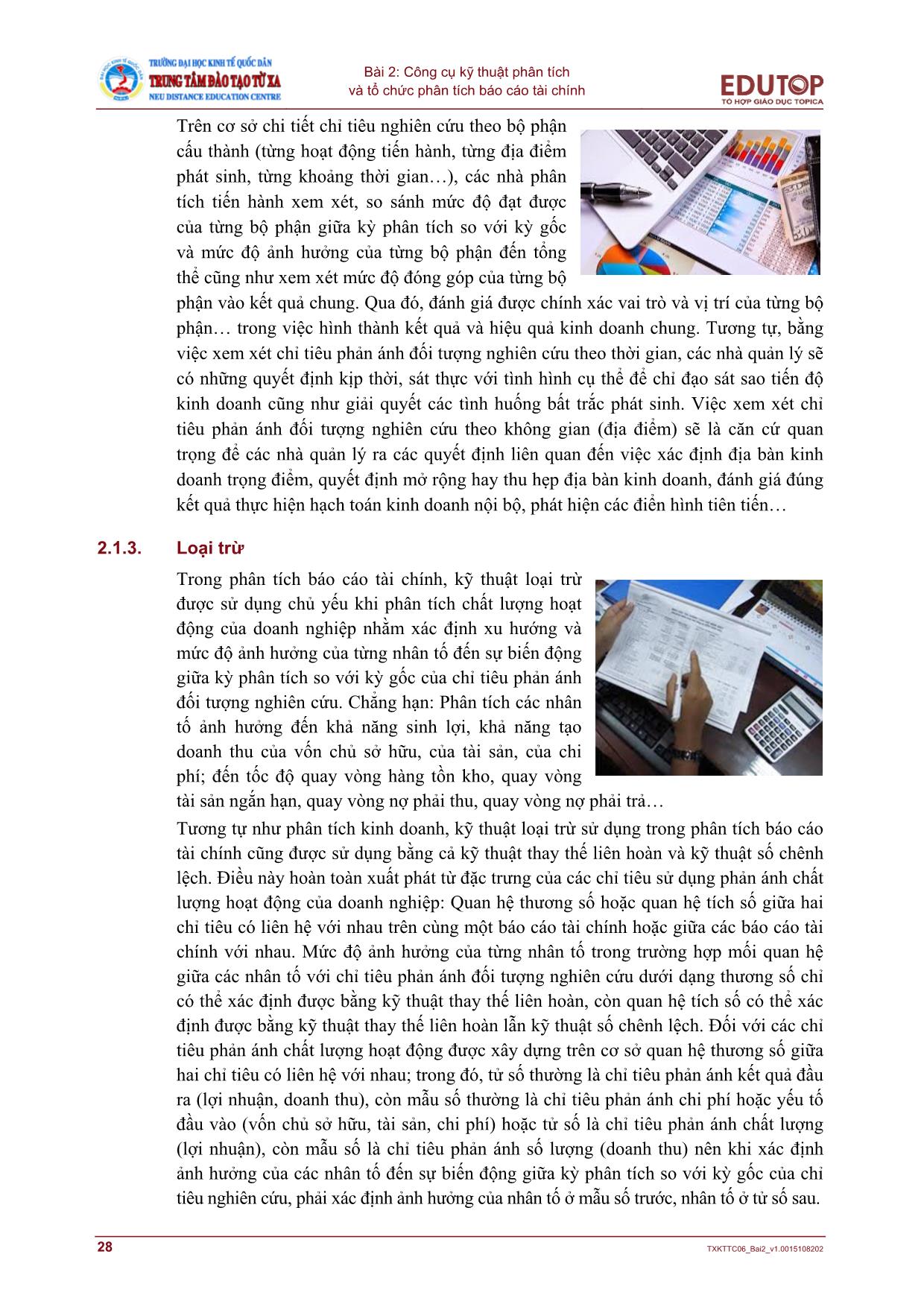 Giáo trình Phân tích báo cáo tài chính - Bài 2: Công cụ kỹ thuật phân tích và tổ chức phân tích báo cáo tài chính trang 6