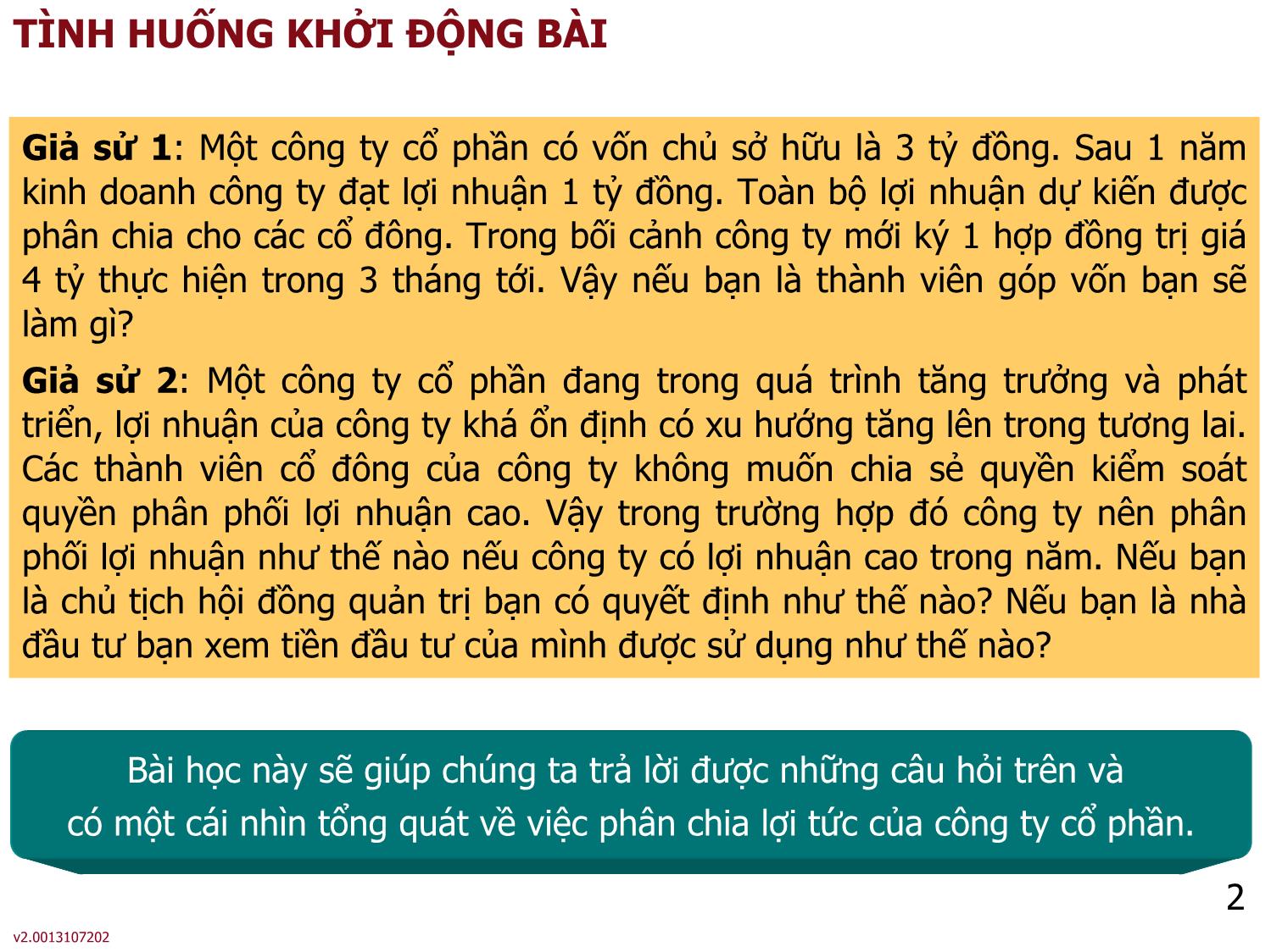 Bài giảng môn Phân tích báo cáo tài chính - Bài 3: Cổ tức của công ty cổ phần - Nguyễn Thị Hà trang 2