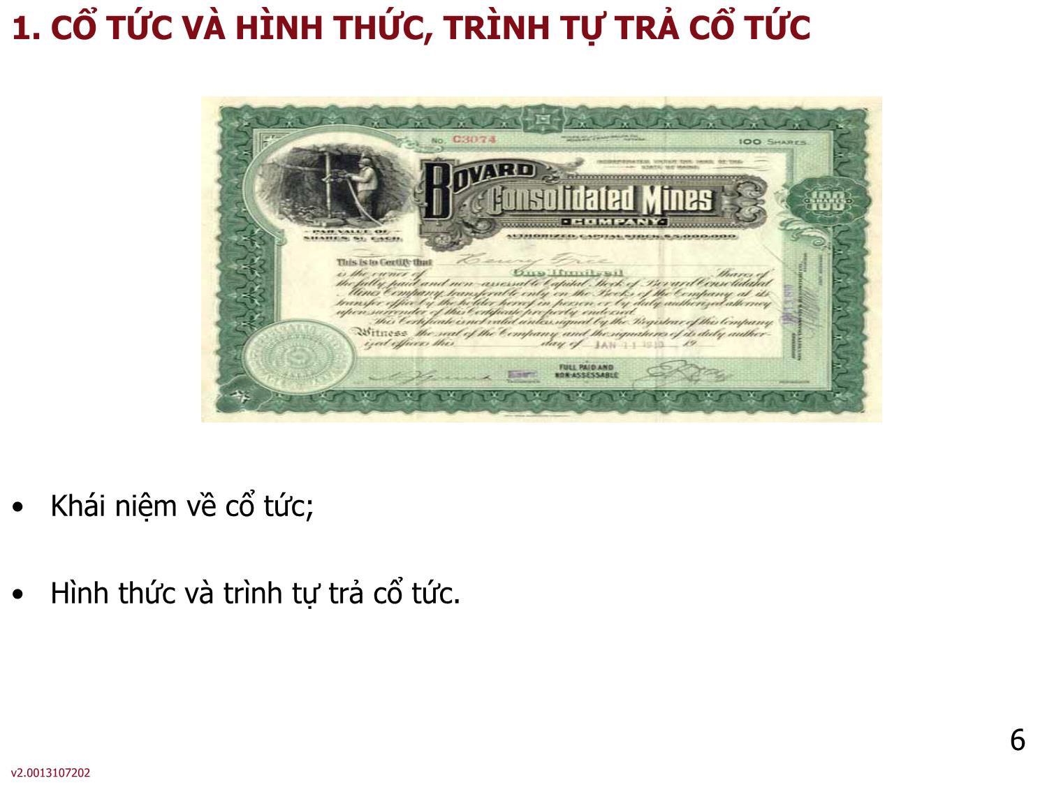 Bài giảng môn Phân tích báo cáo tài chính - Bài 3: Cổ tức của công ty cổ phần - Nguyễn Thị Hà trang 6