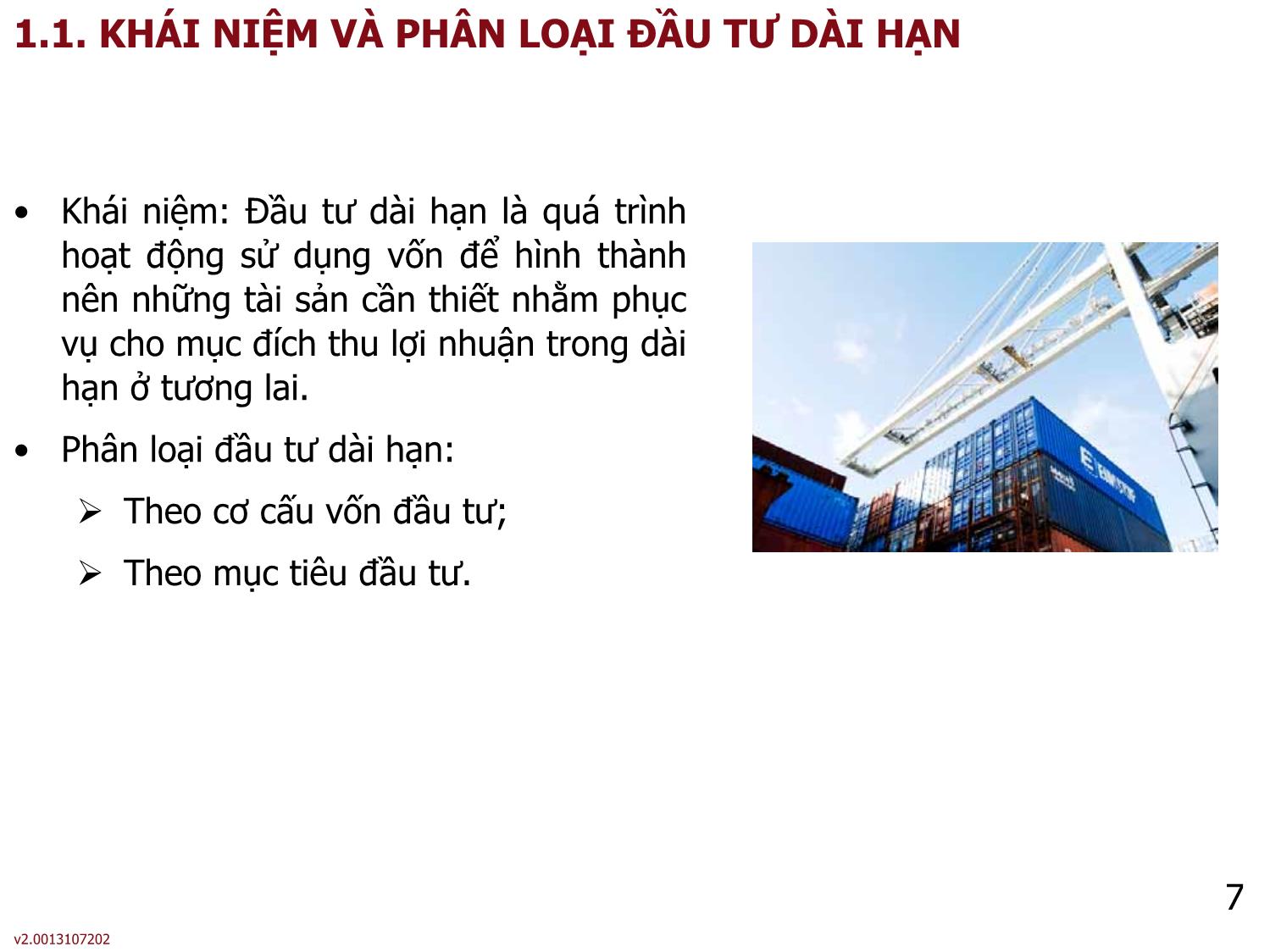 Bài giảng môn Phân tích báo cáo tài chính - Bài 6: Đầu tư dài hạn của doanh nghiệp - Nguyễn Thị Hà trang 7