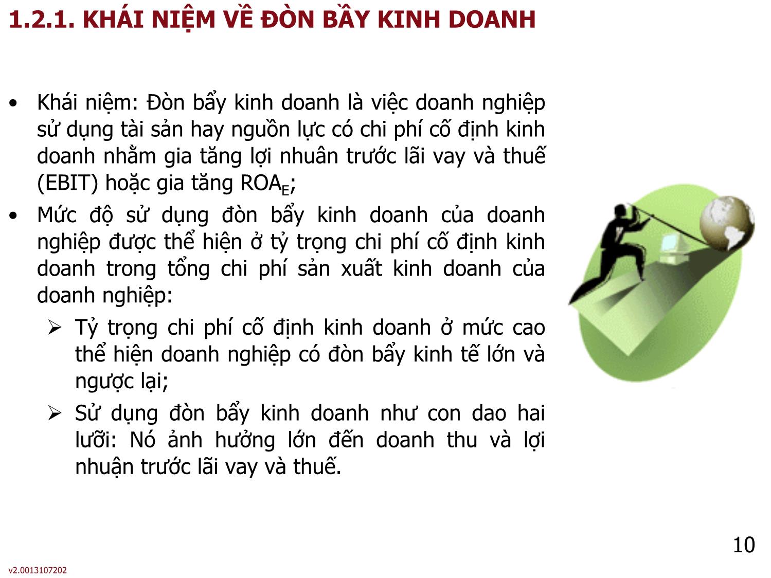 Bài giảng môn Phân tích báo cáo tài chính - Bài 7: Rủi ro và đòn bẩy của doanh nghiệp - Nguyễn Thị Hà trang 10