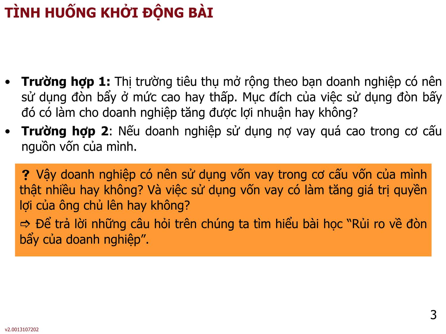 Bài giảng môn Phân tích báo cáo tài chính - Bài 7: Rủi ro và đòn bẩy của doanh nghiệp - Nguyễn Thị Hà trang 3