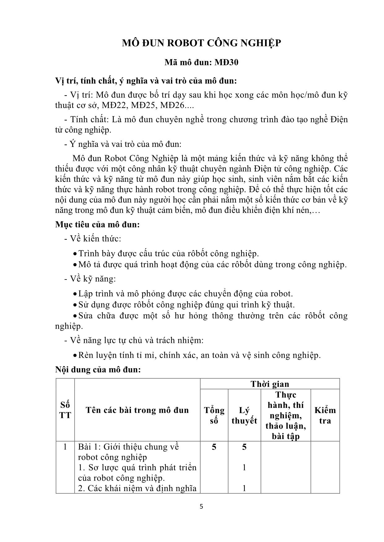 Giáo trình Robot công nghiệp trang 5