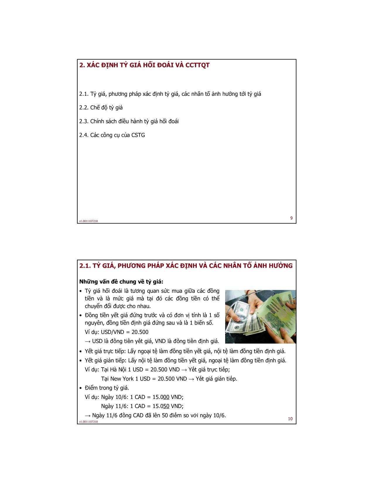 Bài giảng Tài chính quốc tế - Bài 2: Xác định tỷ giá hối đoái và cán cân thanh toán quốc tế - Trần Thị Hải An trang 5