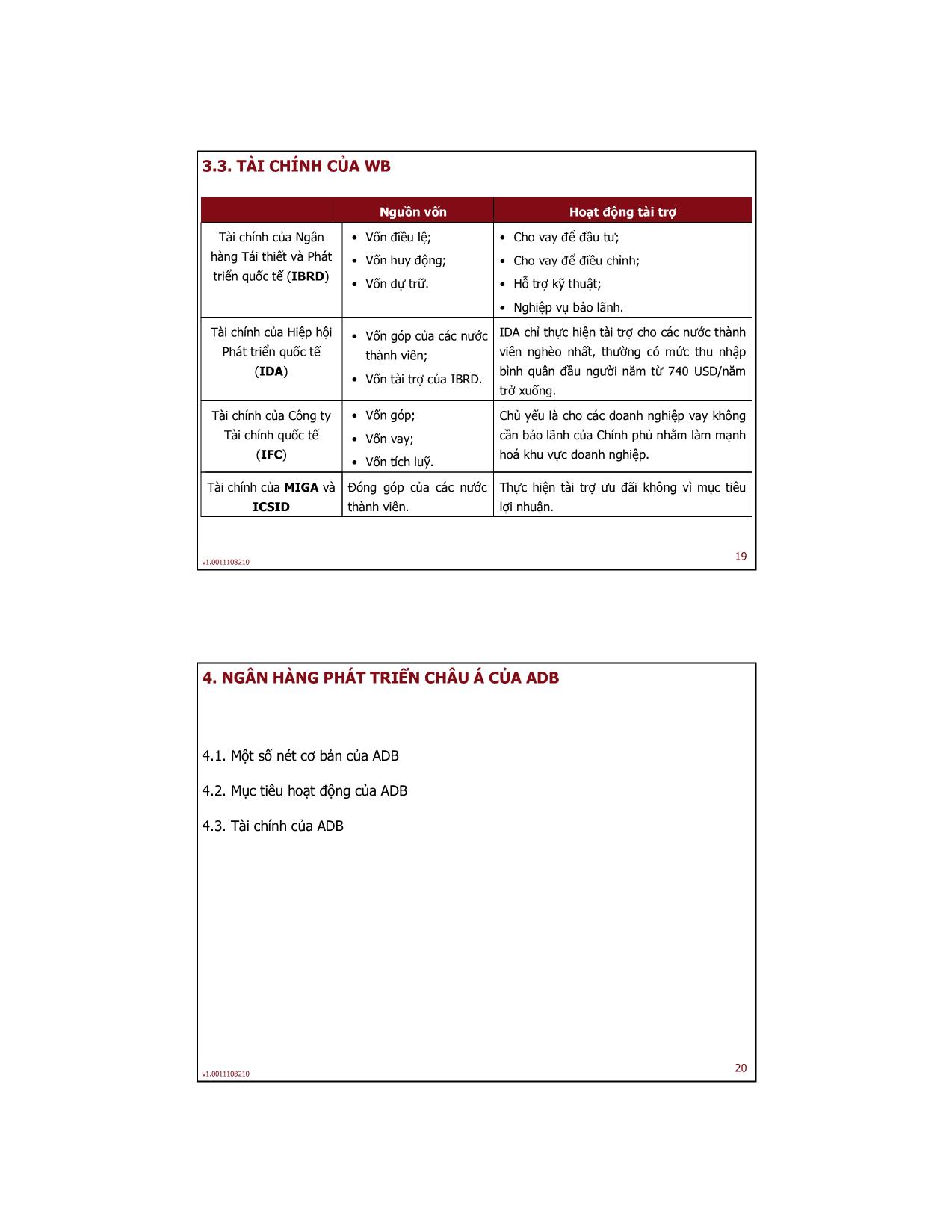 Bài giảng Tài chính quốc tế - Bài 7: Tài chính của một số tổ chức quốc tế - Trần Thị Hải An trang 10