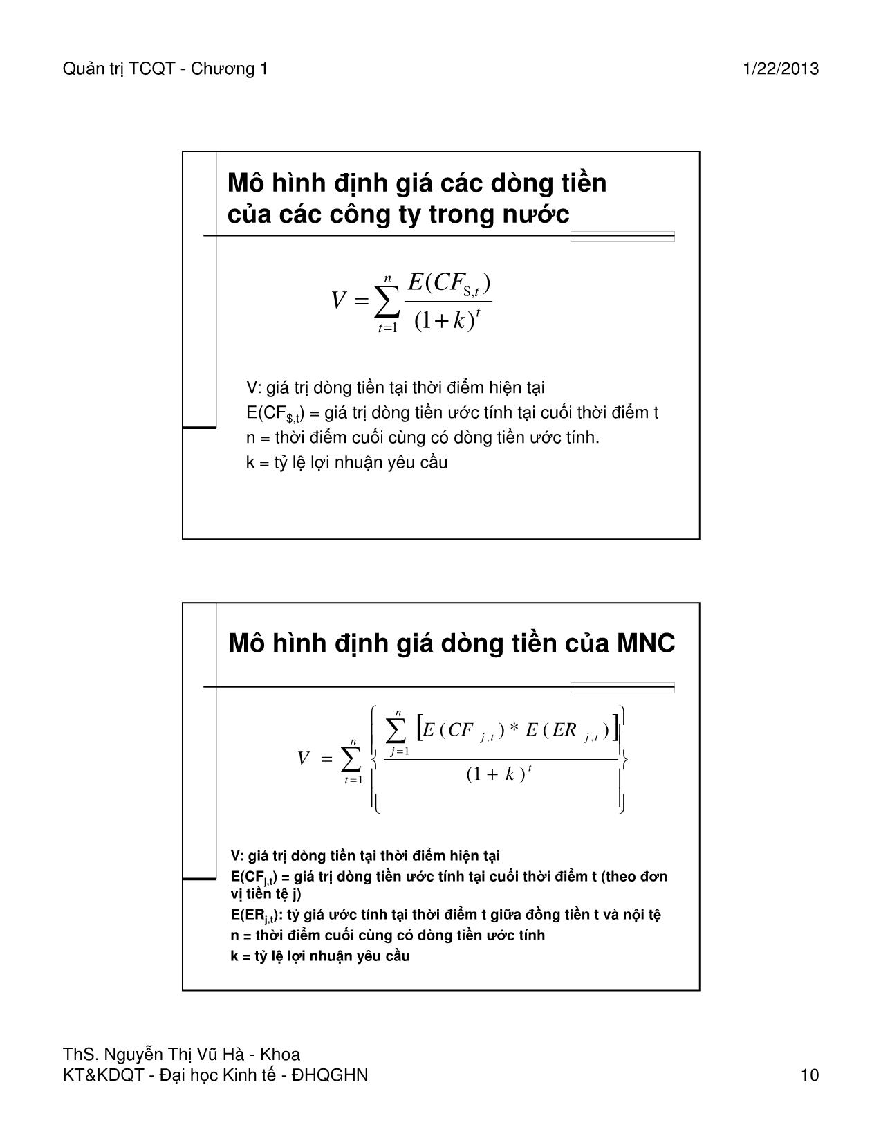 Bài giảng Quản trị tài chính quốc tế - Chương 1: Môi trường tài chính quốc tế - Nguyễn Thị Vũ Hà trang 10