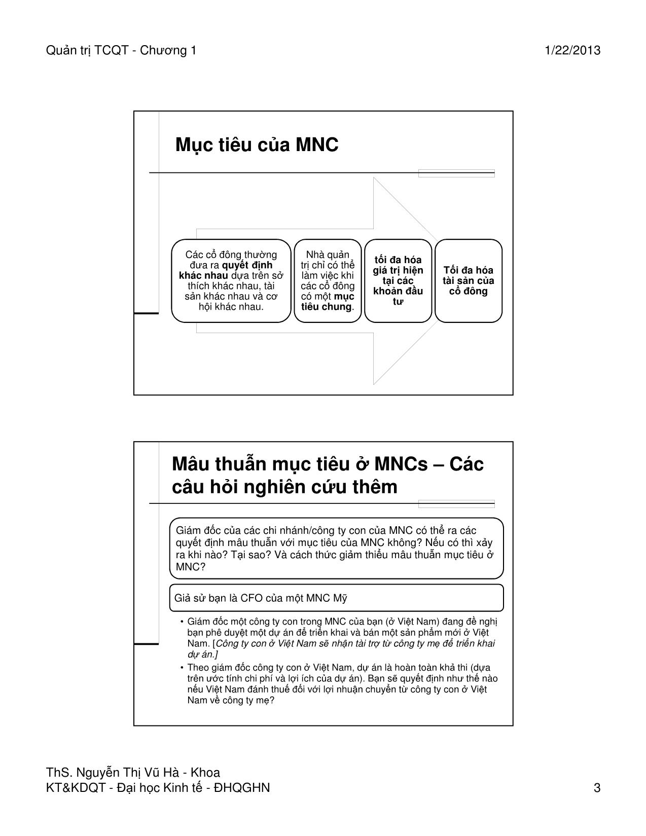 Bài giảng Quản trị tài chính quốc tế - Chương 1: Môi trường tài chính quốc tế - Nguyễn Thị Vũ Hà trang 3