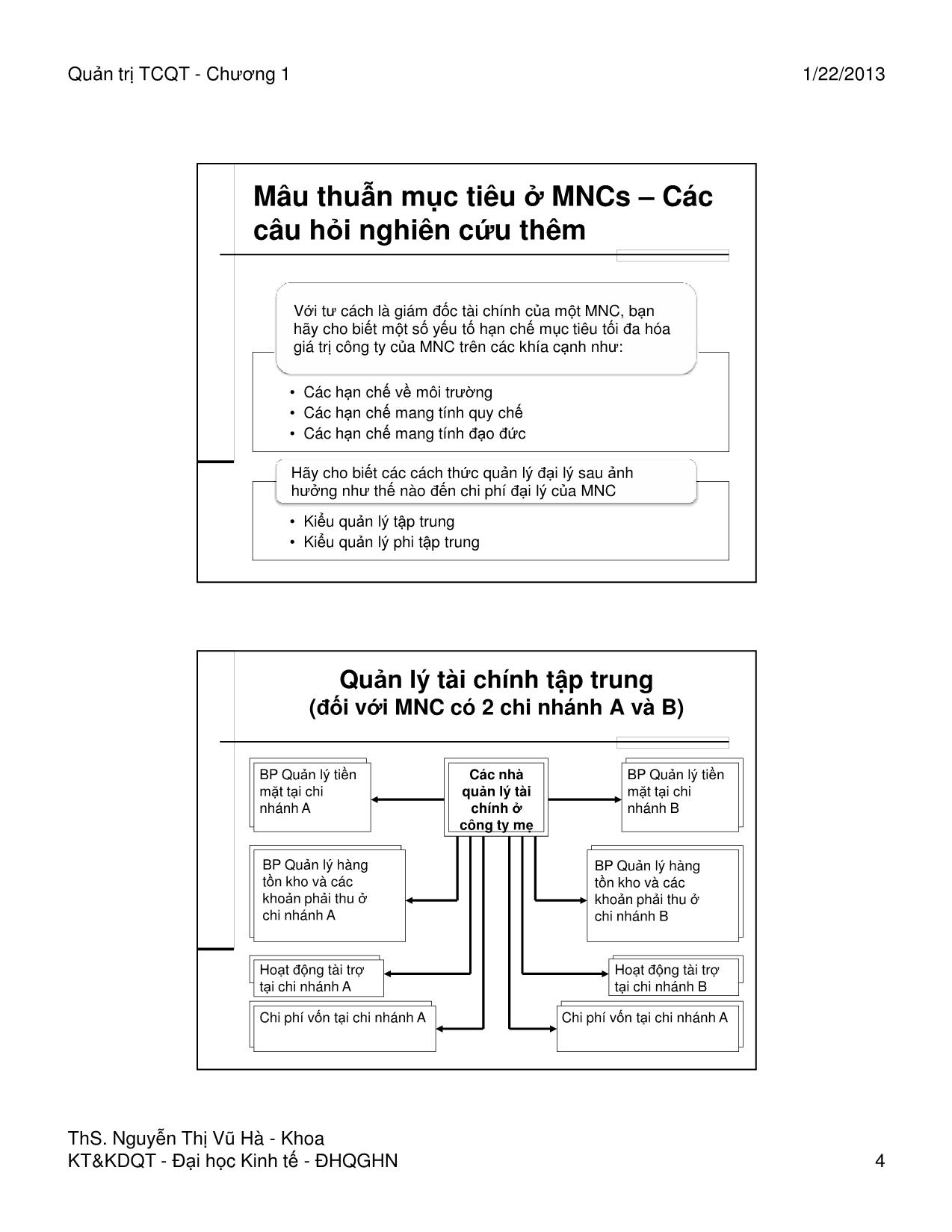 Bài giảng Quản trị tài chính quốc tế - Chương 1: Môi trường tài chính quốc tế - Nguyễn Thị Vũ Hà trang 4