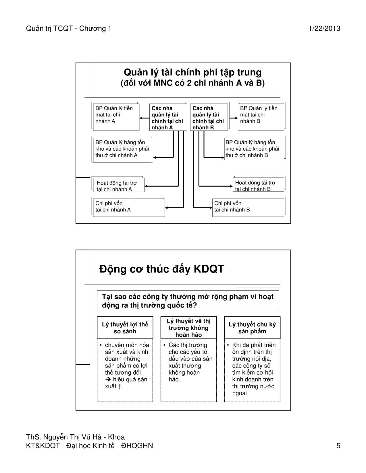 Bài giảng Quản trị tài chính quốc tế - Chương 1: Môi trường tài chính quốc tế - Nguyễn Thị Vũ Hà trang 5