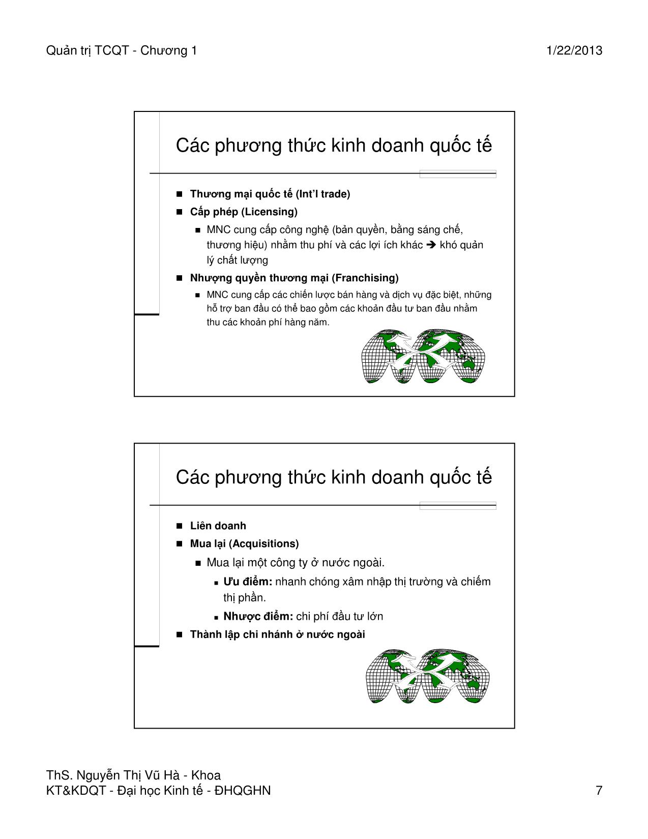 Bài giảng Quản trị tài chính quốc tế - Chương 1: Môi trường tài chính quốc tế - Nguyễn Thị Vũ Hà trang 7