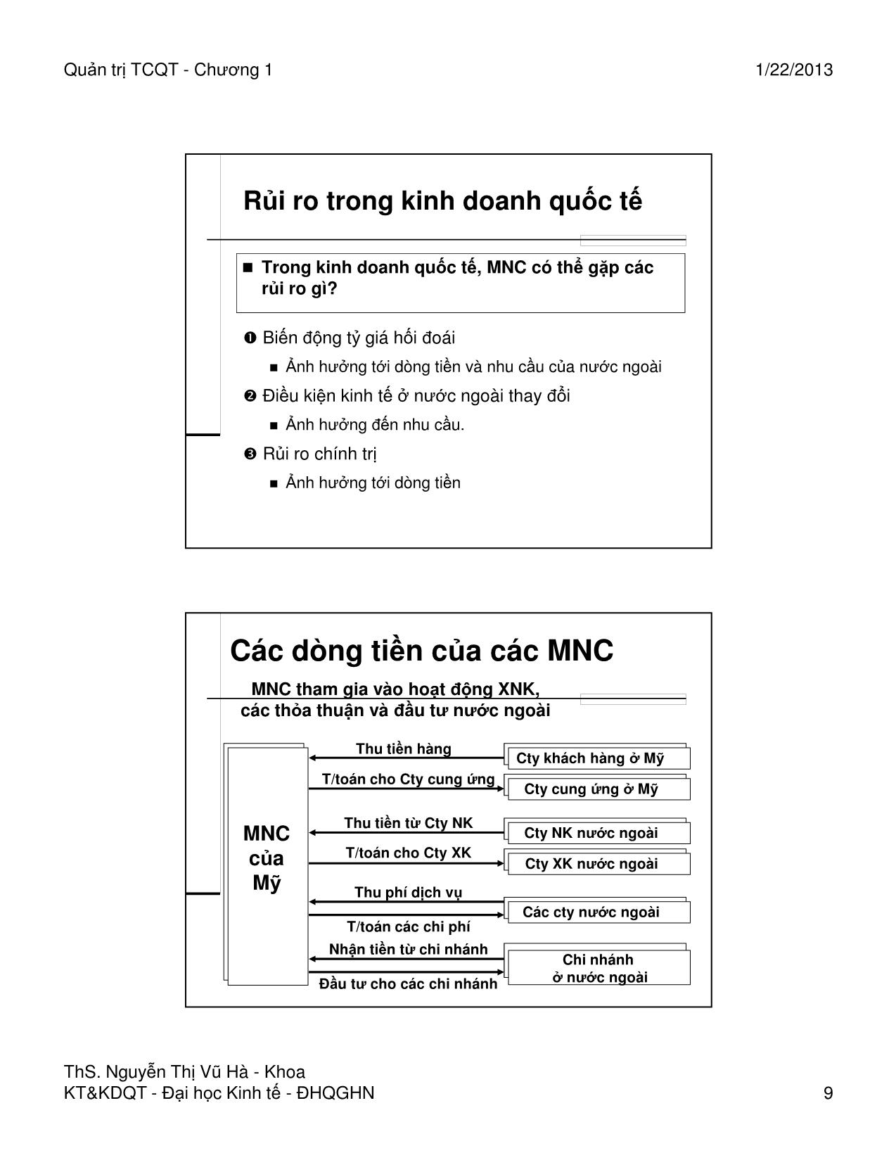 Bài giảng Quản trị tài chính quốc tế - Chương 1: Môi trường tài chính quốc tế - Nguyễn Thị Vũ Hà trang 9