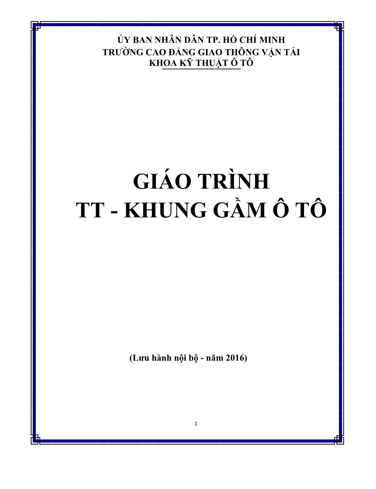 Giáo trình Khung gầm ô tô trang 1