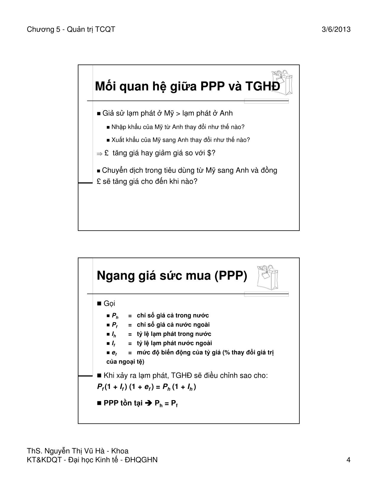 Bài giảng Quản trị tài chính quốc tế - Chương 5: Mối quan hệ giữa lạm phát, lãi suất và tỷ giá hối đoái - Nguyễn Thị Vũ Hà trang 4