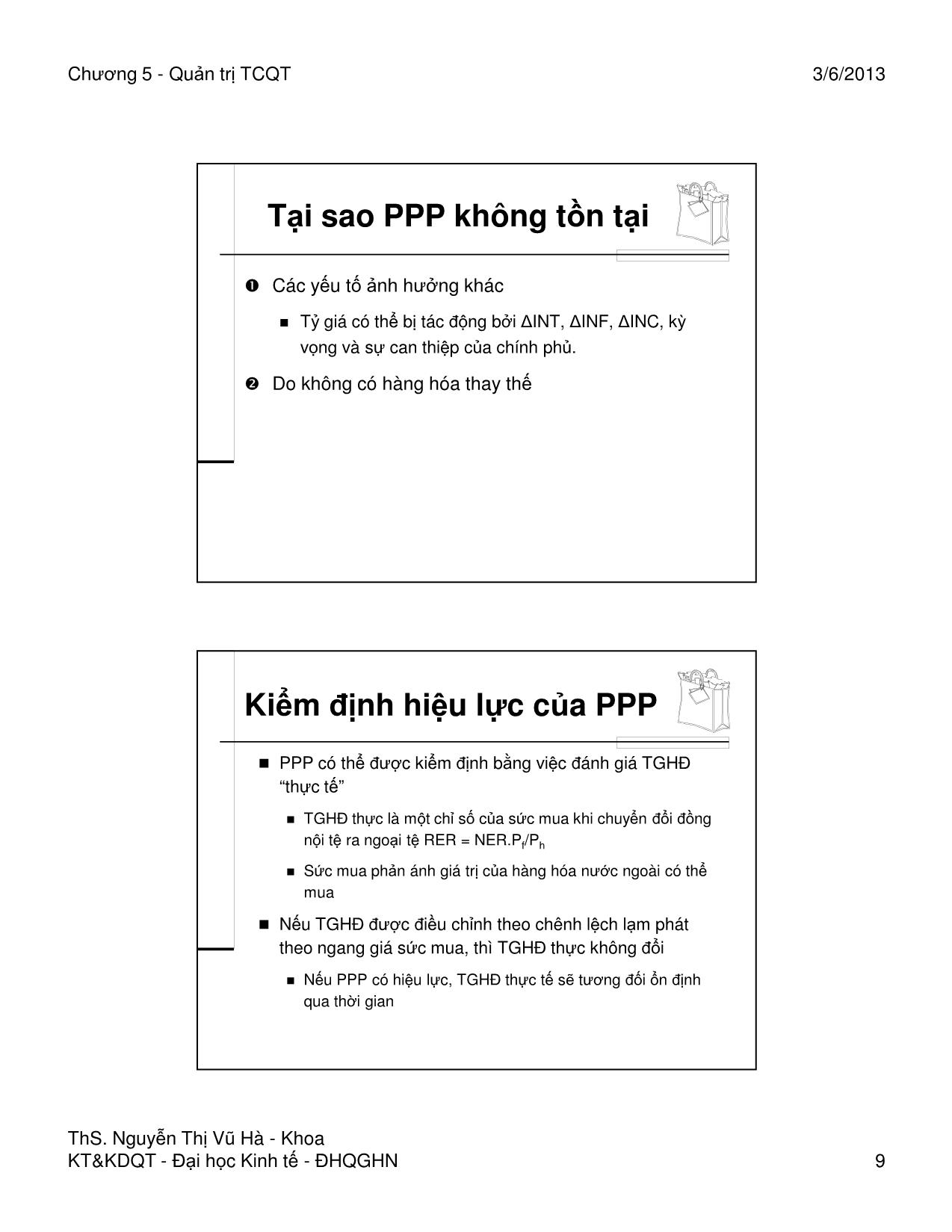 Bài giảng Quản trị tài chính quốc tế - Chương 5: Mối quan hệ giữa lạm phát, lãi suất và tỷ giá hối đoái - Nguyễn Thị Vũ Hà trang 9