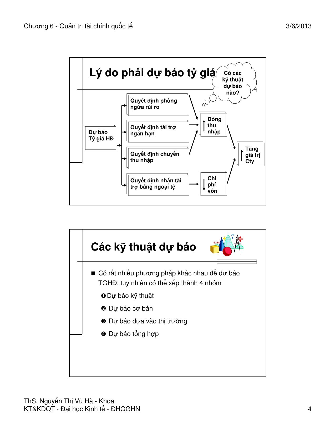 Bài giảng Quản trị tài chính quốc tế - Chương 6: Dự báo tỷ giá và đo lường rủi ro tỷ giá - Nguyễn Thị Vũ Hà trang 4