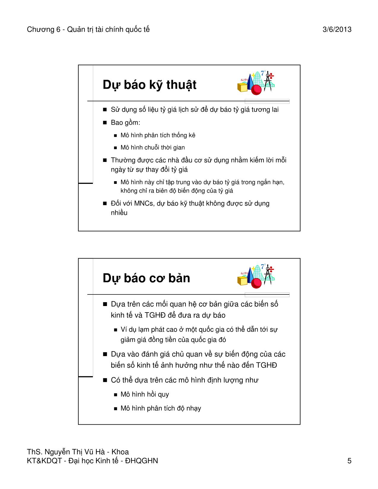 Bài giảng Quản trị tài chính quốc tế - Chương 6: Dự báo tỷ giá và đo lường rủi ro tỷ giá - Nguyễn Thị Vũ Hà trang 5