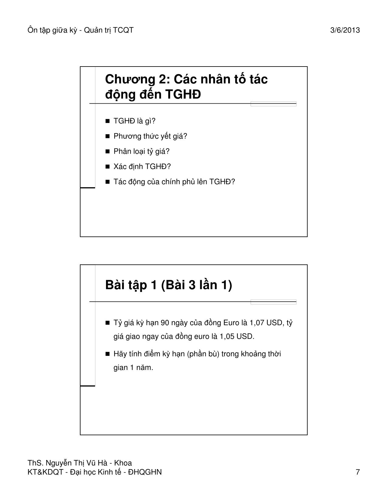 Bài giảng Quản trị tài chính quốc tế - Ôn tập từ chương 1 đến chương 5 - Nguyễn Thị Vũ Hà trang 7