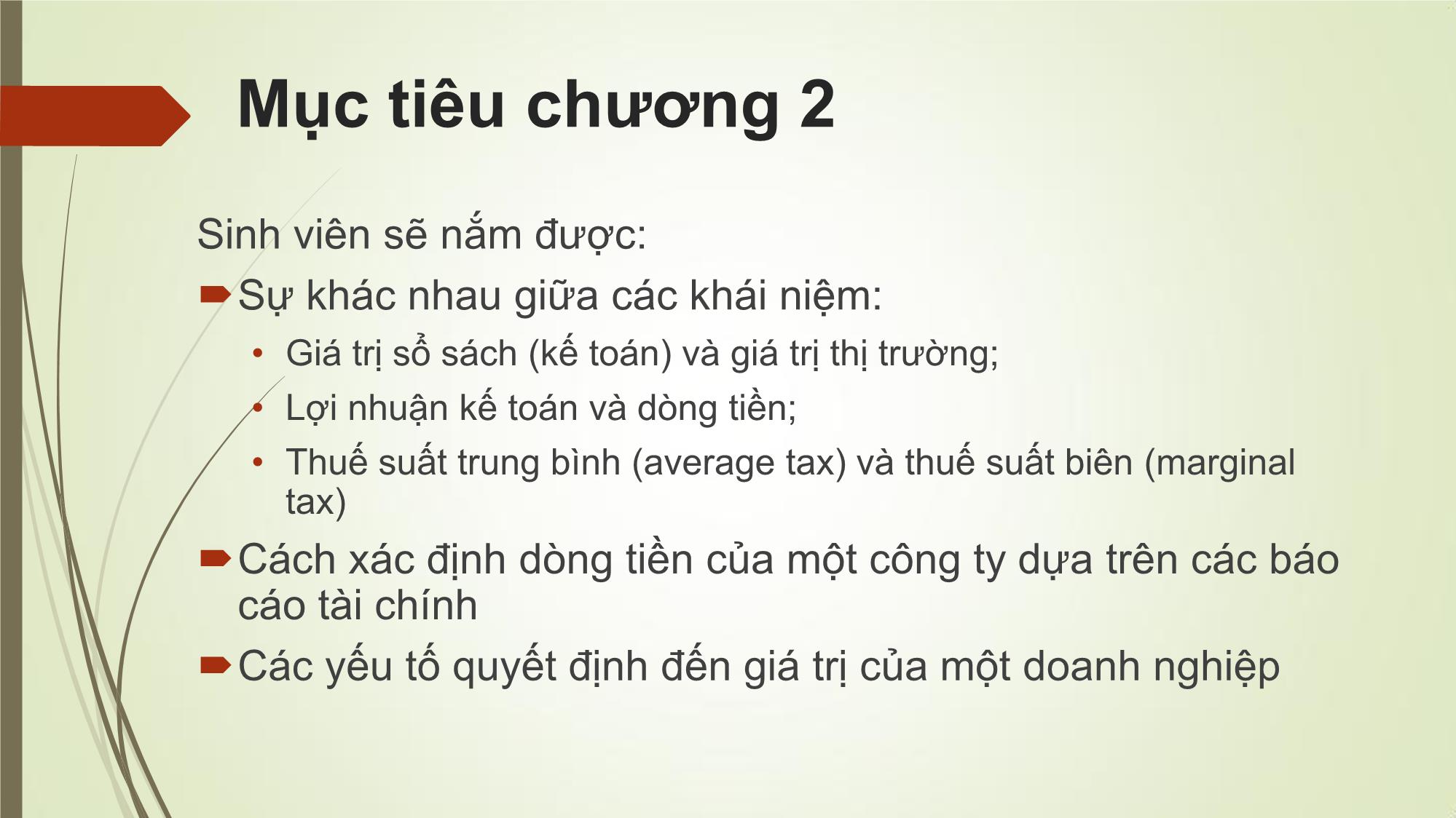 Bài giảng Tài chính doanh nghiệp - Chương 2: Báo cáo tài chính, thuế và dòng tiền trang 2