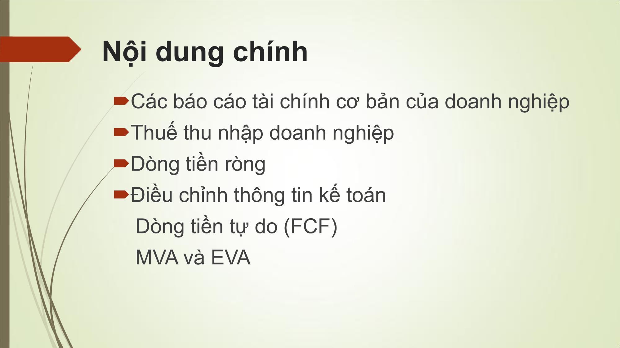 Bài giảng Tài chính doanh nghiệp - Chương 2: Báo cáo tài chính, thuế và dòng tiền trang 3