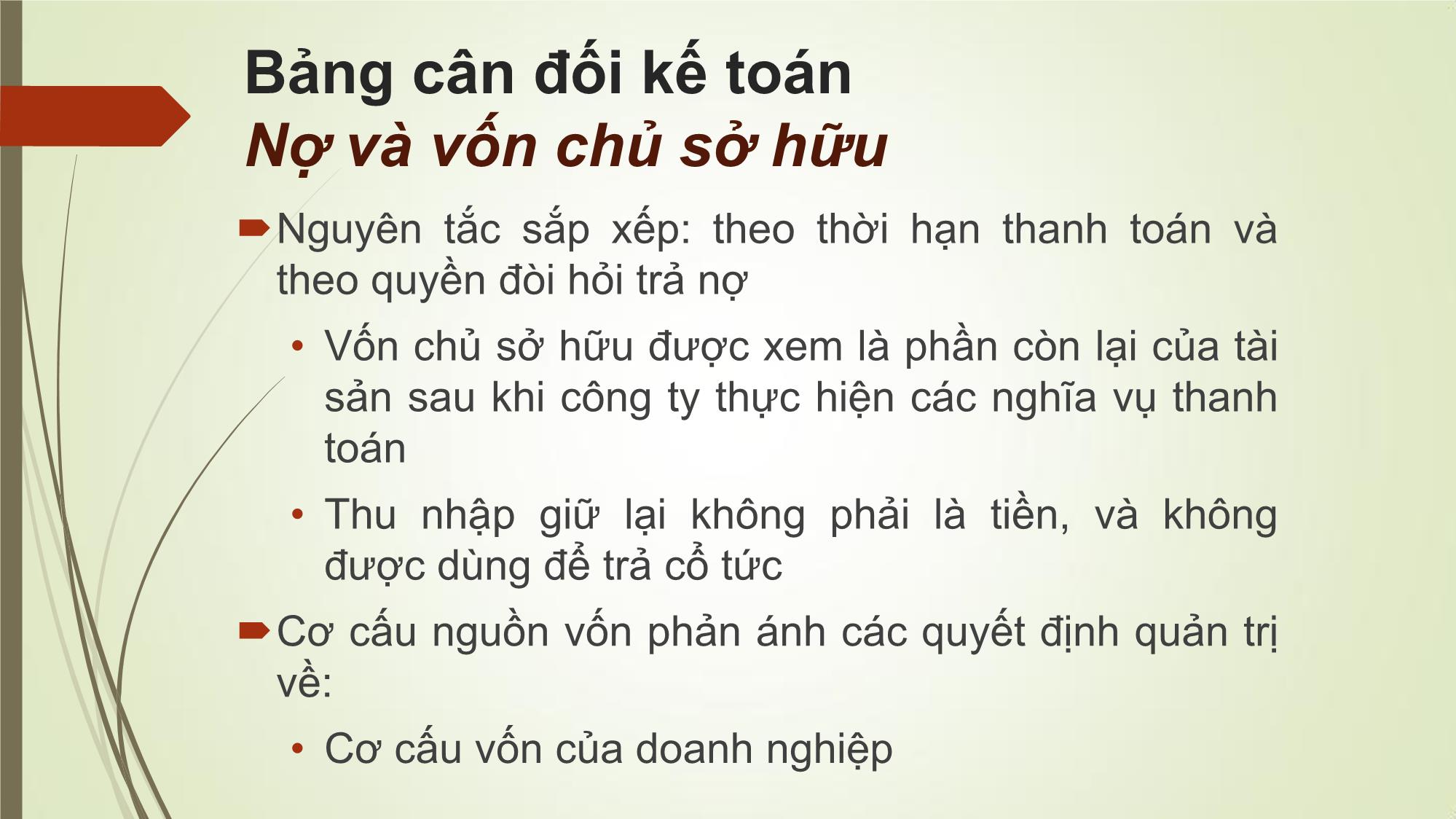 Bài giảng Tài chính doanh nghiệp - Chương 2: Báo cáo tài chính, thuế và dòng tiền trang 9